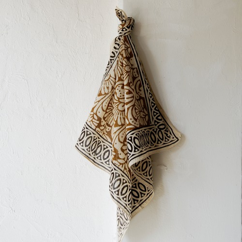 インドの草木染ブロックプリントバンダナ【50】