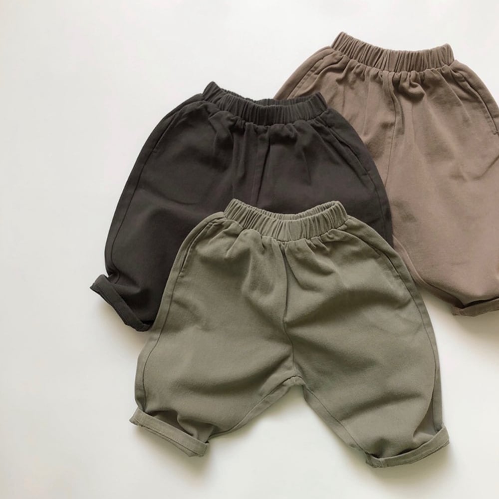 【BABY&KID】韓国風無地ロングパンツ