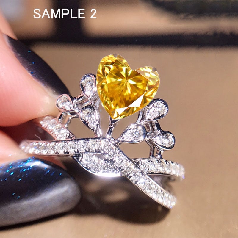 FANCY INTENSE YELLOW ORANGE 花リング 0.637ct