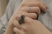 ウチワタケ×珪化木 コンビリング tree mushroom & silicified wood ring