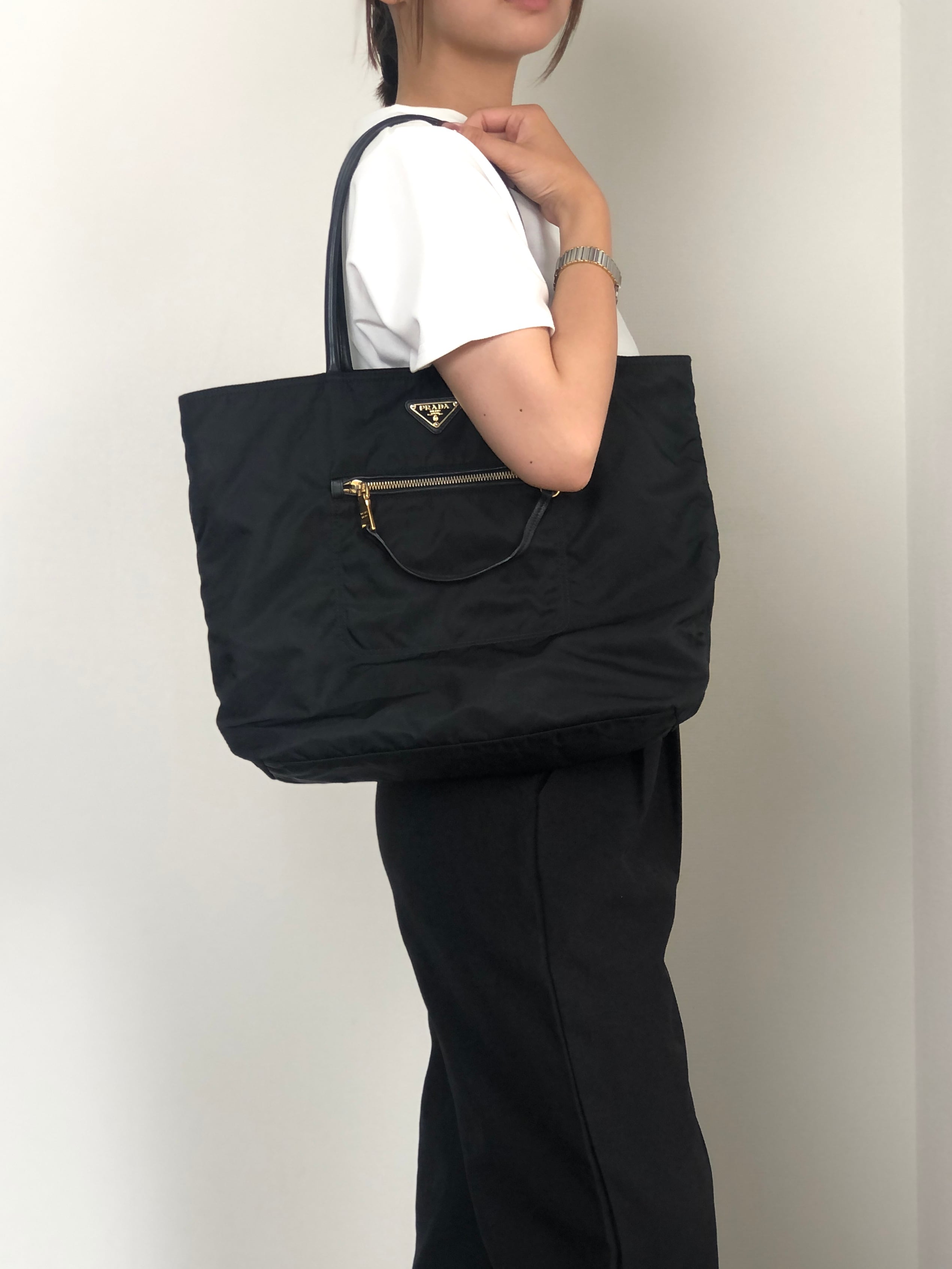PRADA プラダ トートバッグ ブラック トライアングルロゴ ナイロン