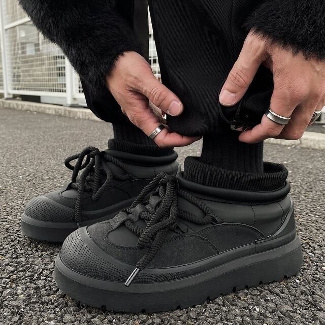 【予約販売】ブーツ メンズ スノーブーツ 内ボア ショート丈 長靴 防寒 厚底 ブラック 黒 シンプル お洒落 カジュアル ストリート 冬 24.5cm/25cm/25.5cm/26cm/26.5cm/27cm