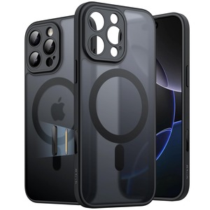 【特価処分】JETech iPhone 16 Pro Max 6.9インチ用 マグネットケース カメラコントロールボタン MagSafeに対応 半透明のマット背面 薄型 耐衝撃 フォンカバー (ブラックチタニウム)