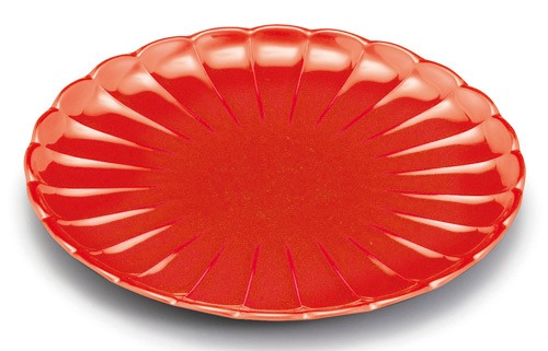 【食器】漆器　20cm菊皿　洗朱　日本製（石川）