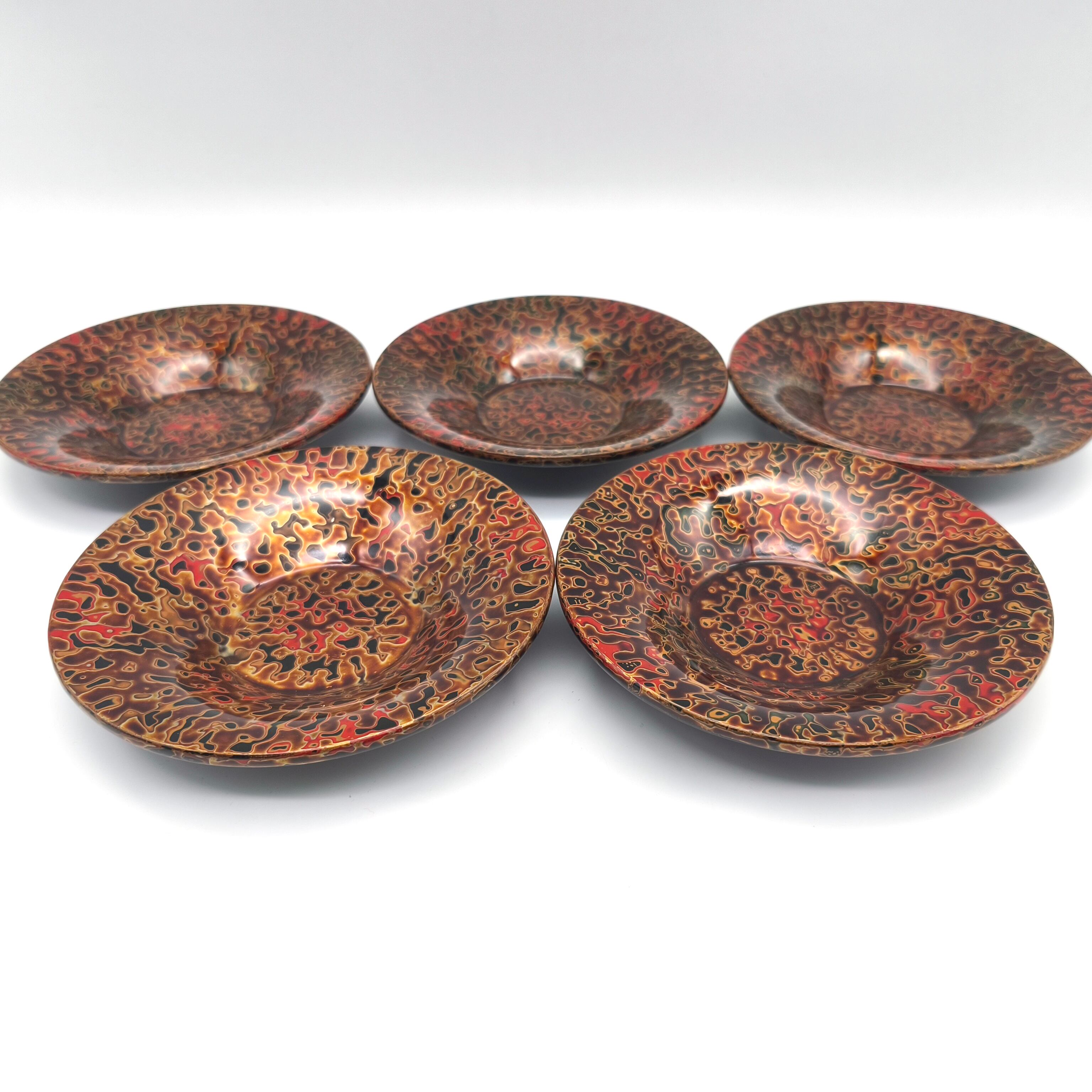 津軽塗（唐塗）バカ塗り・茶托・5客揃・漆器・伝統工芸・No.260312-26