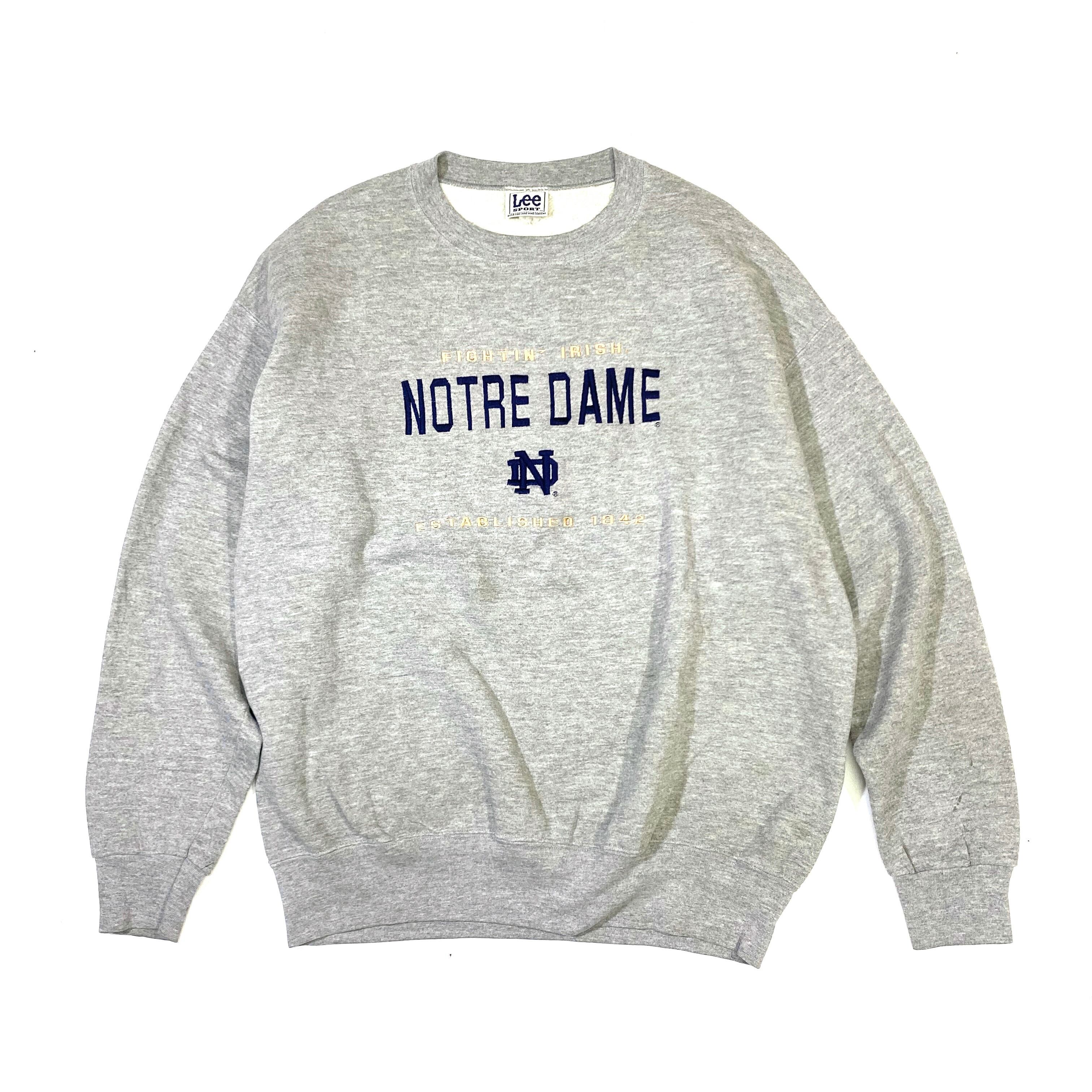 Lee SPORT リースポーツ FIGHTIN' IRISH NOTRE DAME ノートルダム大学 ロゴ 刺繍 カレッジスウェット トレーナー  グレー 灰色 メンズXL相当 古着【スウェット】 | cave 古着屋【公式】古着通販サイト