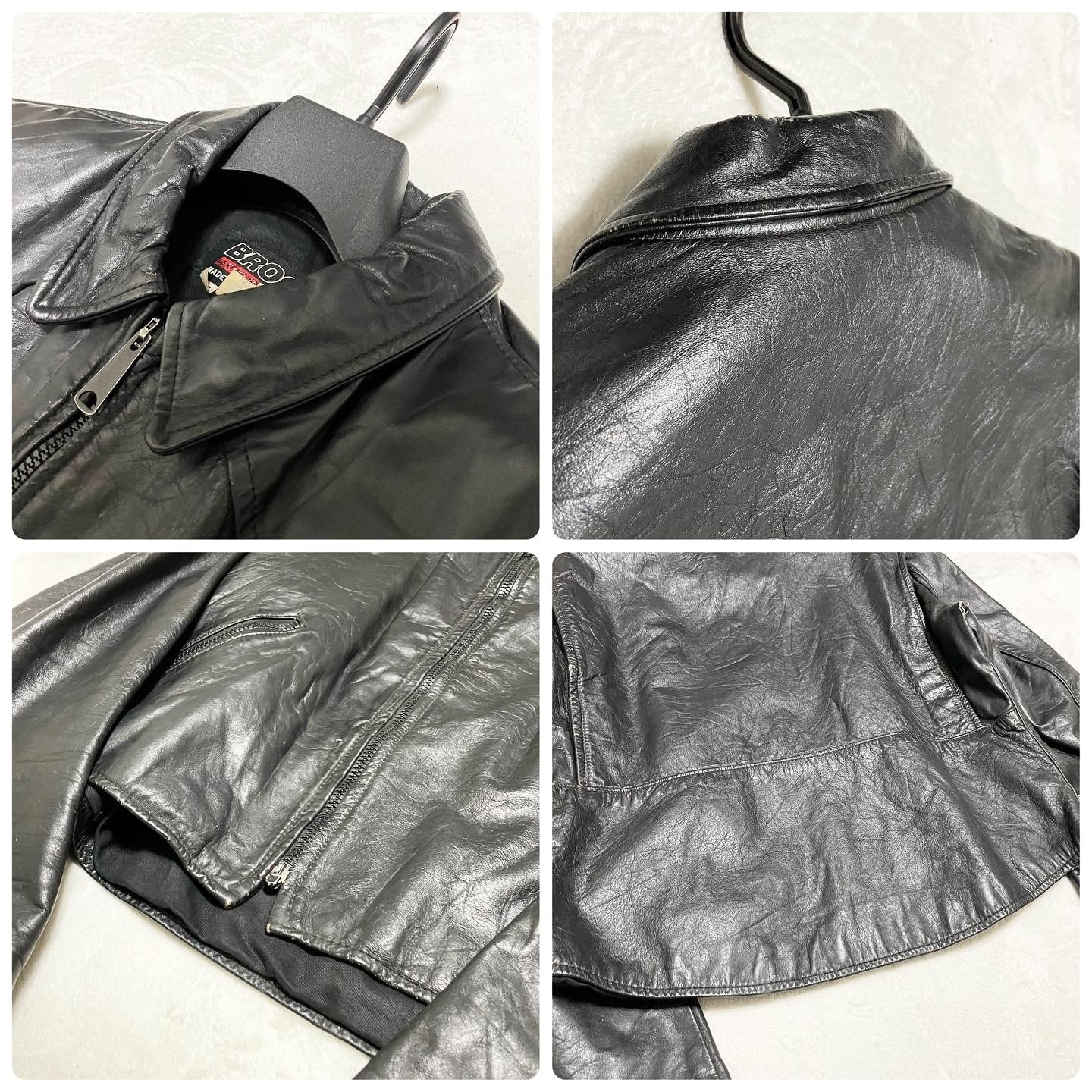 80s USA製 VINTAGE BROOKS レザージャケット ブラック 古着 80s USA製 VINTAGE BROOKS レザージャケット ブラック 古着