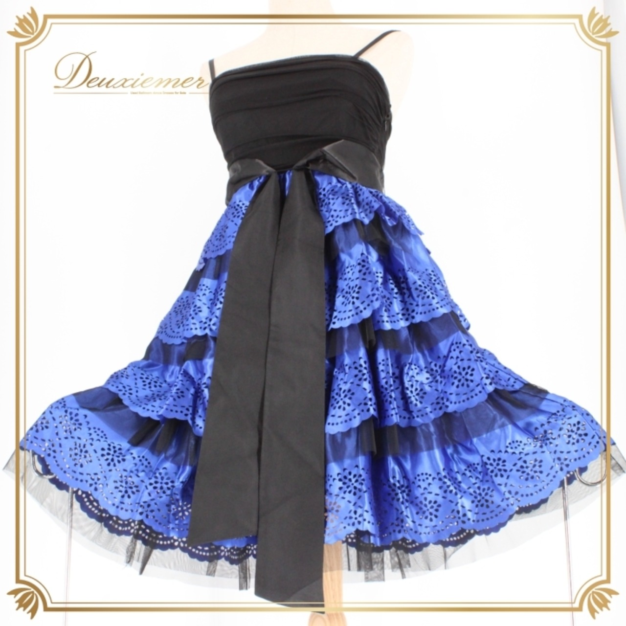 ドレス ワンピース パーティドレス 結婚式 謝恩会 フォーマルドレス 演奏会 発表会 ASHILL アシール ステージ衣装 カラオケ 社交ダンス ピアノ 二次会 ブルー系 ブラック系 チュールスカート コサージュ付き 大きく広がる 伸縮性有り ポリエステル製 フェミニン シンプル エレガント ドレッシー おしゃれ お出かけ イベント コスチューム
