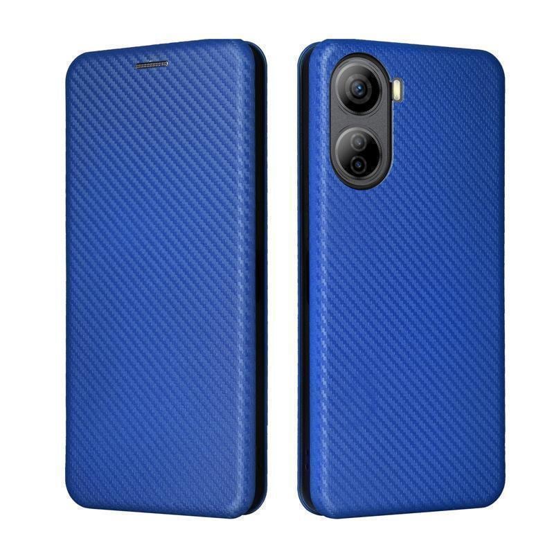 Libero 5G IV ブルー Y!mobile + ケース Libero 5G IV ワイモバイル カーボン調 手帳型ケース ストラップ付