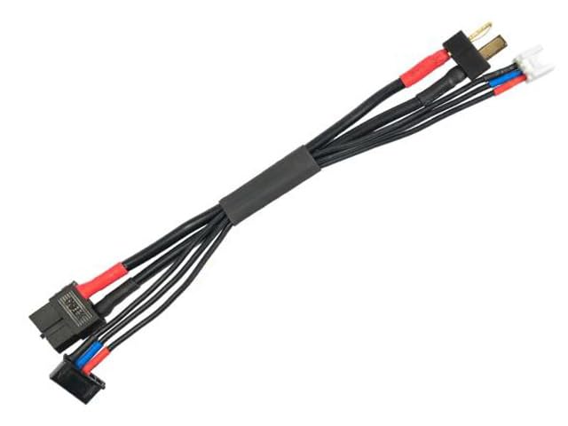 【数量限り】ハイテック XT60⇒ディーンズコネクター 充電ケーブル タミヤLi-Feバランスコード一体型(ショートタイプ) 純正品 ラジコン バッテリー 充電器 アクセサリー T型2ピン ブラック系 HMJ490(S)