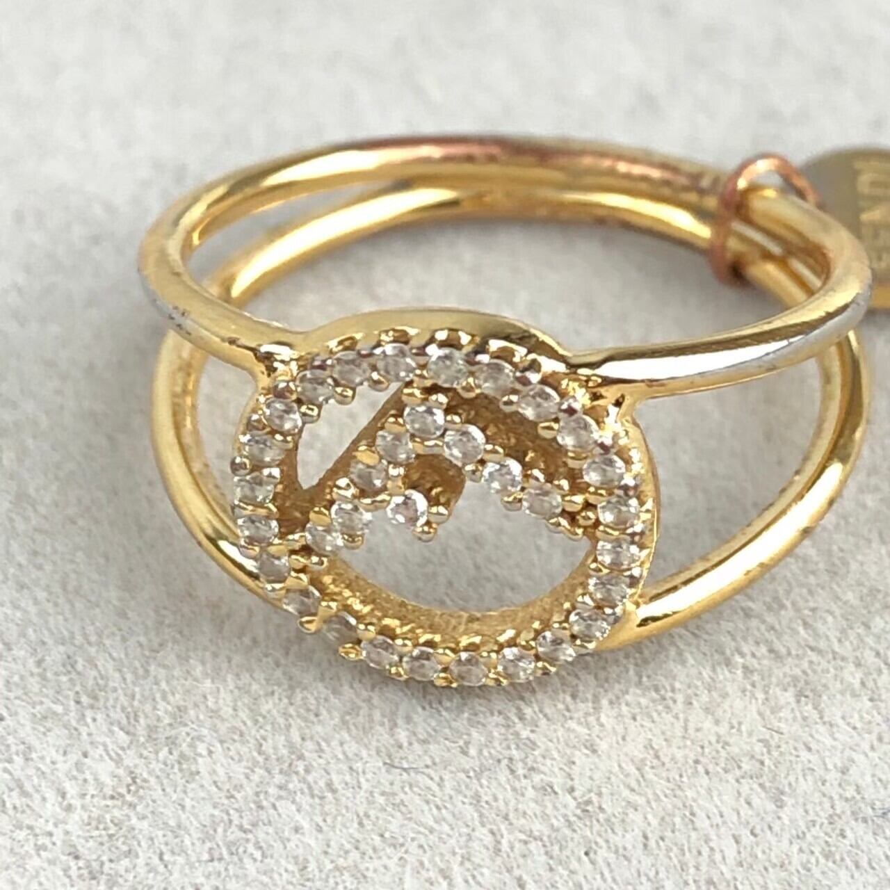 中古】フェンディ FENDI エフイズ ラインストーン リング 指輪