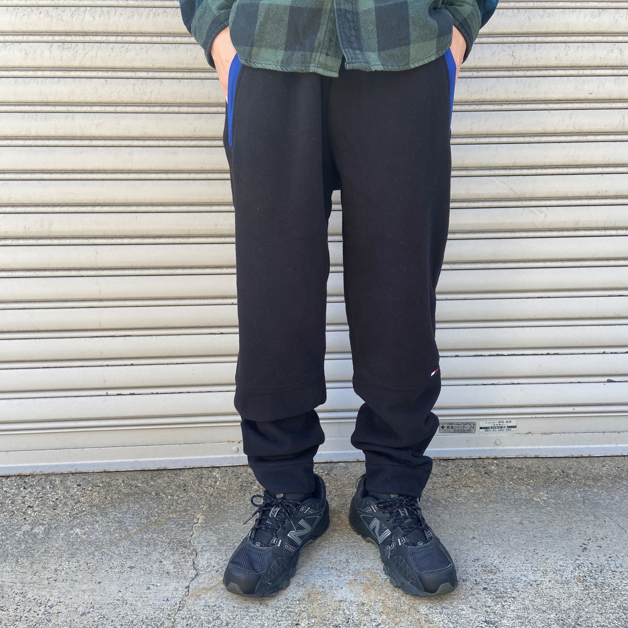90s HILFIGER ATHLETICS トミー フリースパンツ M 黒