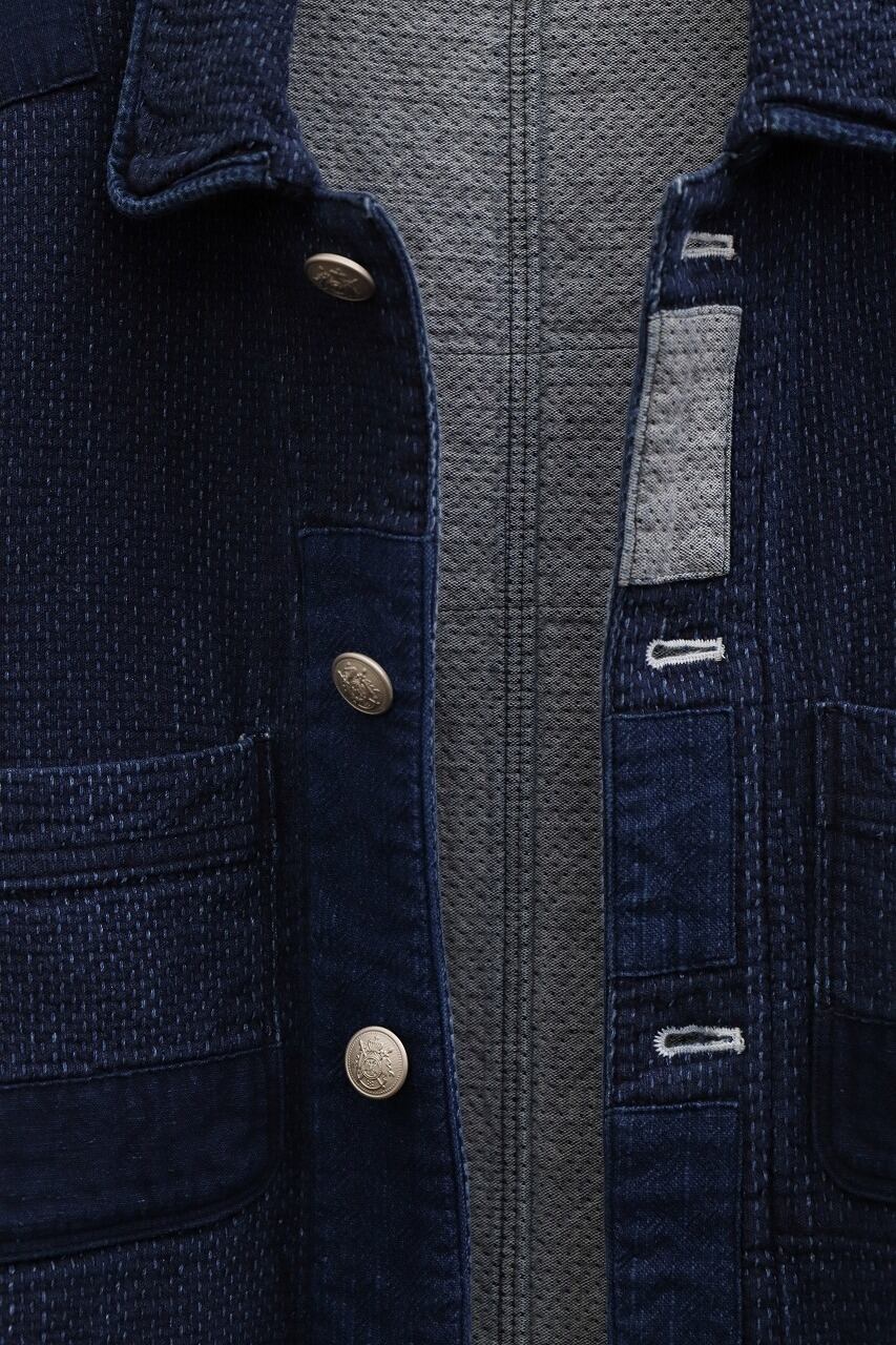 kasurira カスリラ 藍染め フード付き ジャケット ブルゾン ストライプ kasurira カスリラ 藍染め フード付き ジャケット ブルゾン