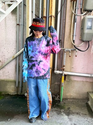 タイダイ Tie-dye スウェット トレーナー Lサイズ カラフル×ブラック HD24-98