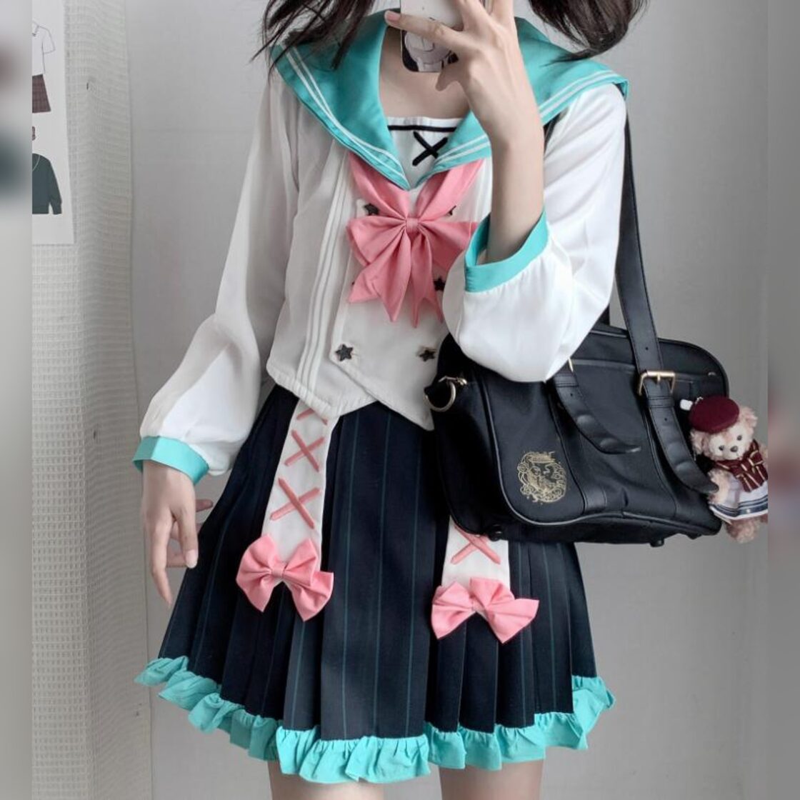 ゆめかわ♡全2カラー レッグウォーマー＆ヘアクリップ付き制服