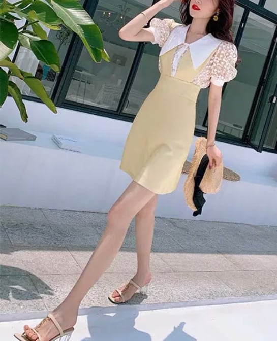 送料無料 デイジーイエローワンピセットアップ デイジー イエロー ワンピース セットアップ オーガンジー ジャンパースカート パステル パール 上品 優雅 エレガント レディース おしゃれ ファッション Ss 春 夏 Glavie