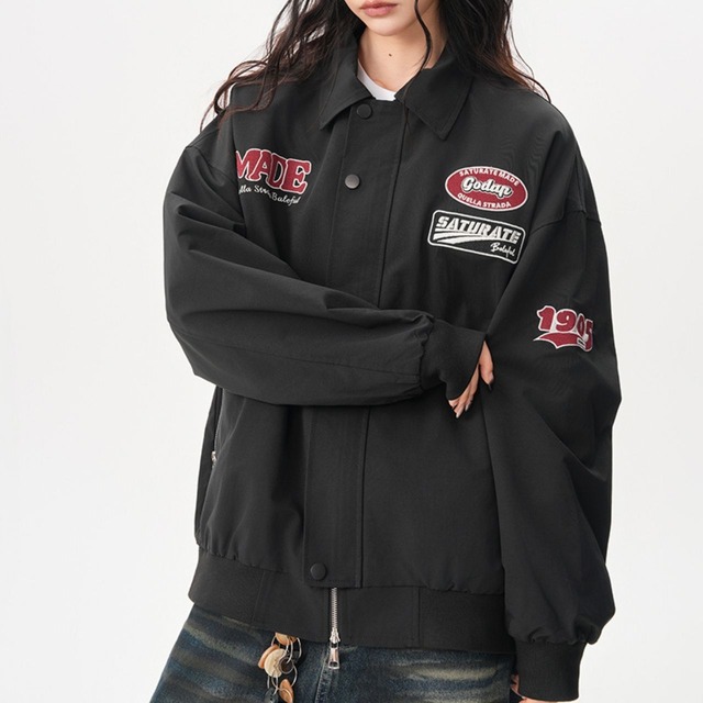 レトロワッペンカジュアルブルゾン 3col   R00978