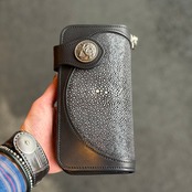 【直営店限定商品】ライダースウォレット リンガー インレイ スティングレイ(ブラック)