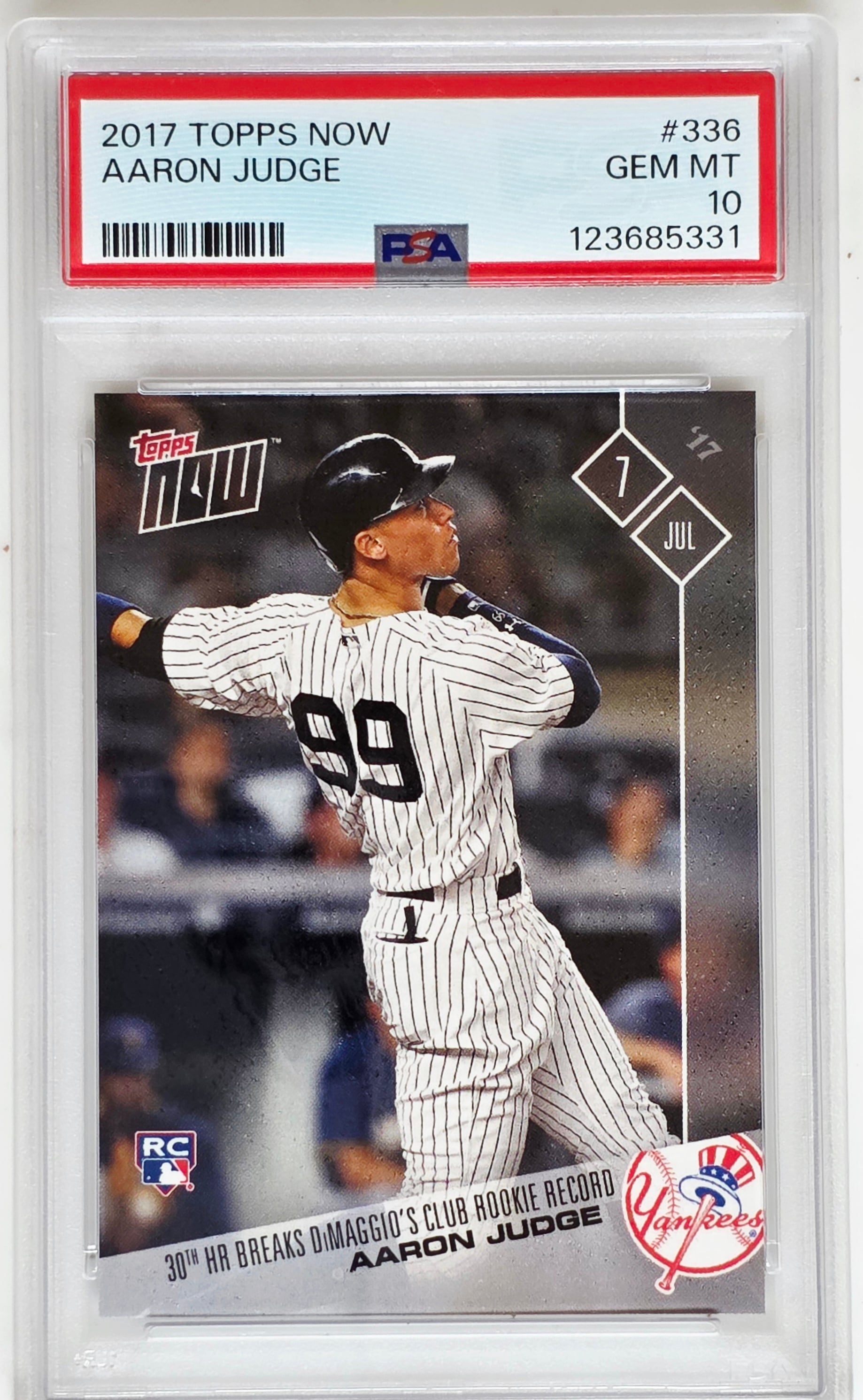 Aaron Judge |2017 Topps Now Rookie Card #336 | PSA 10 GEM MT