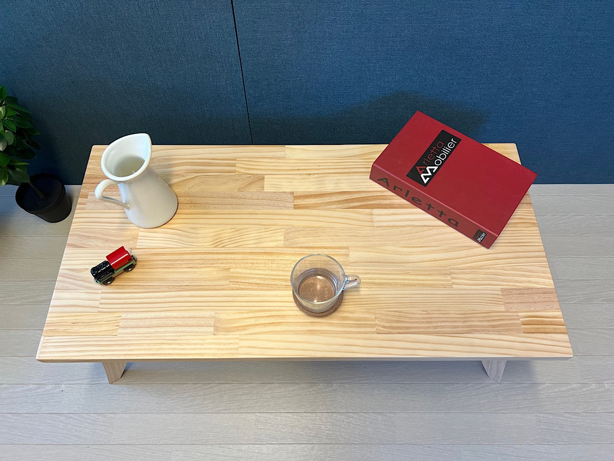 ローテーブル 長方形 90cm 45cm パイン ナチュラル アイアン ロ型脚