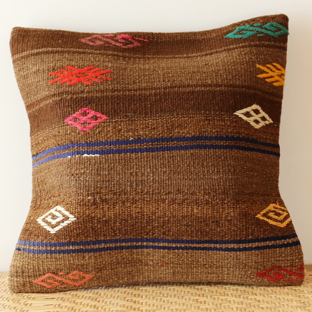 【クッションカバー】オールドキリム／45cm×45cm／クッションカバー ／C-15083