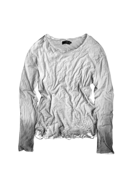 【CinderVein】Distressed Spray Wrinkled Long Sleeve Tee