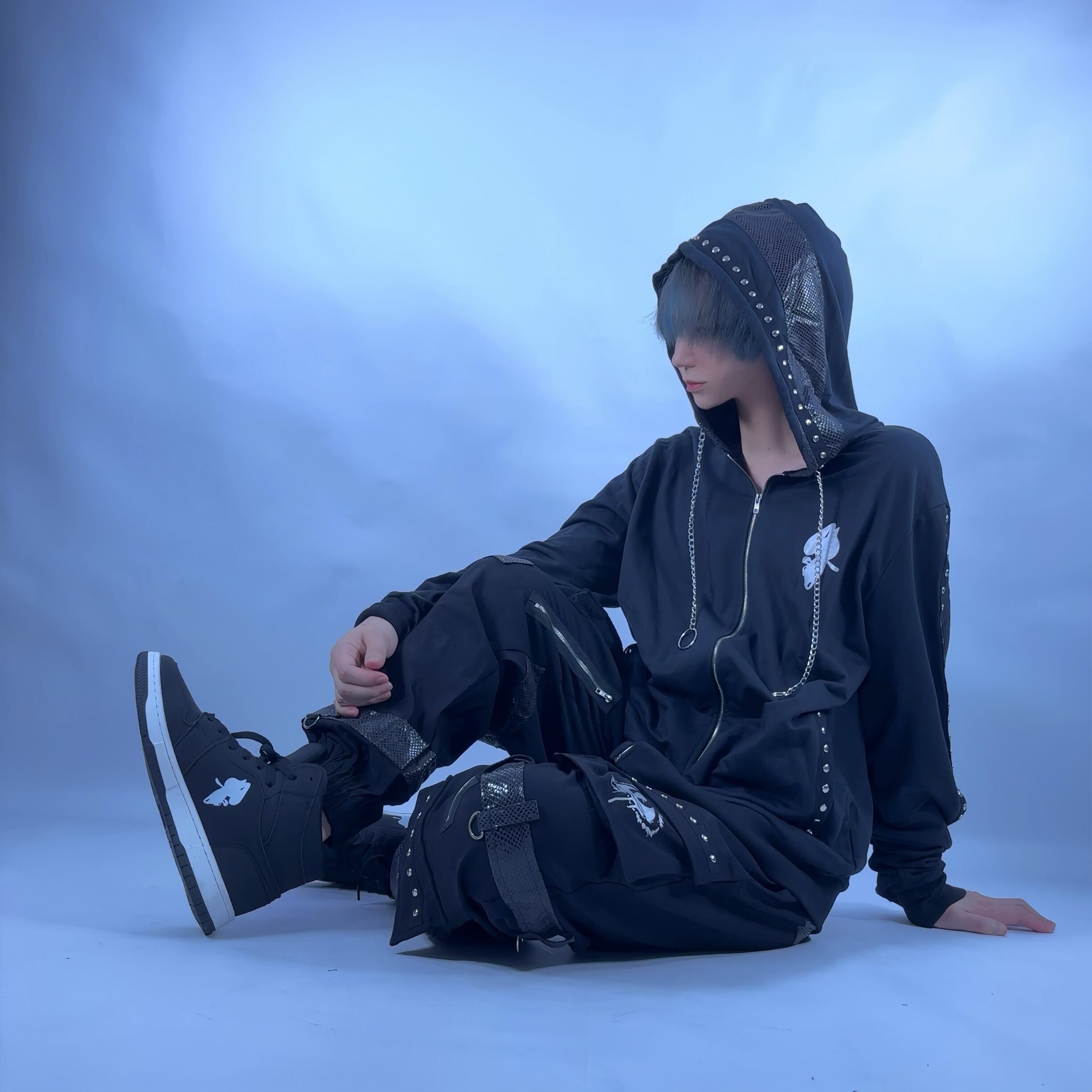 高品質異素材MIX EYE×STUDS ZIP OUTER【BLACK】 | NIER CLOTHING