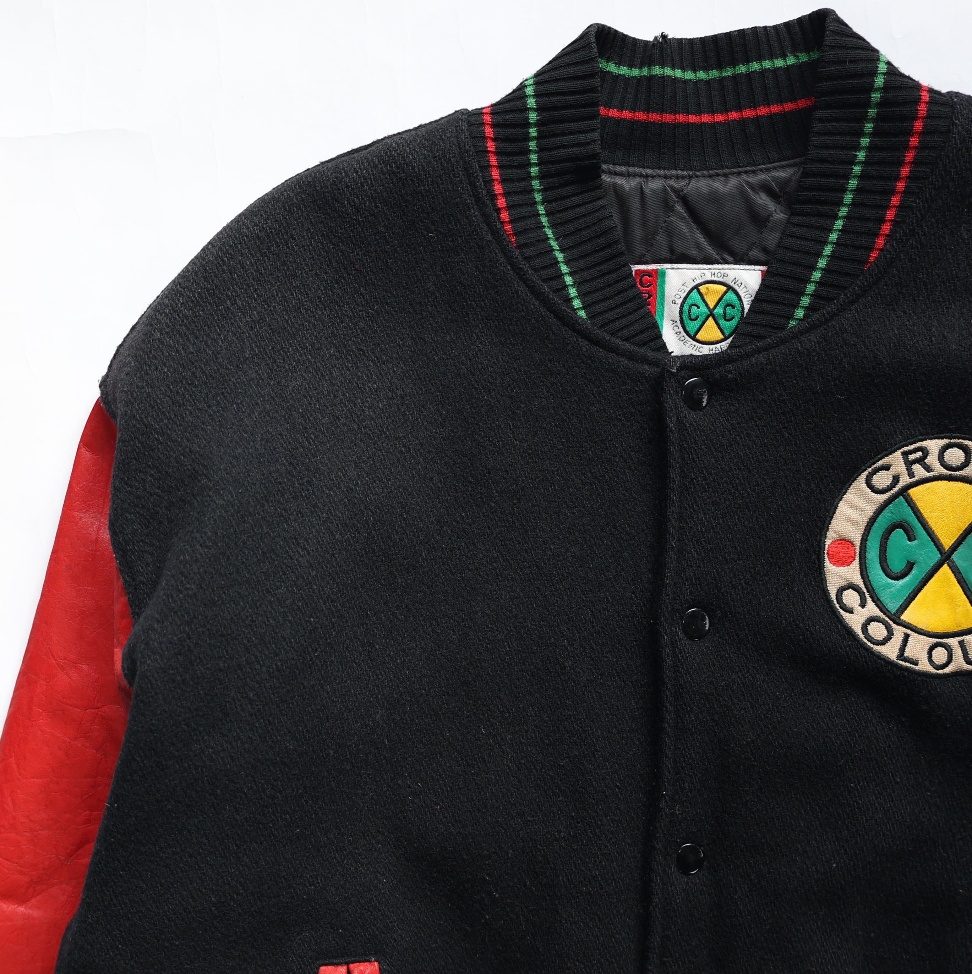 90S CROSS COLOURS WOOL LEATHER STADIUM JACKET | CLIMB SENDAI