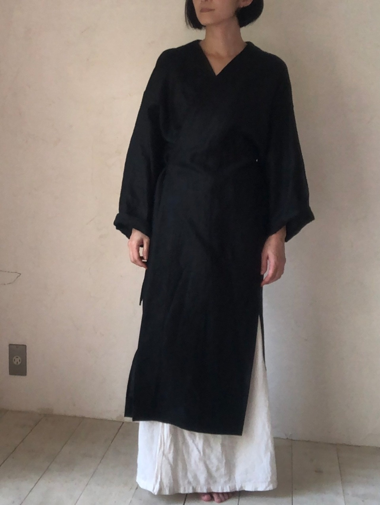 ［受注制作］リネン ブラック　衣布mercerieタユタエ
