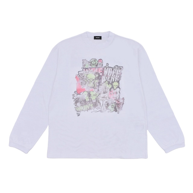 【WE11DONE】WHITE SKULL PRINT LONG-SLEEVED T-SHIRT