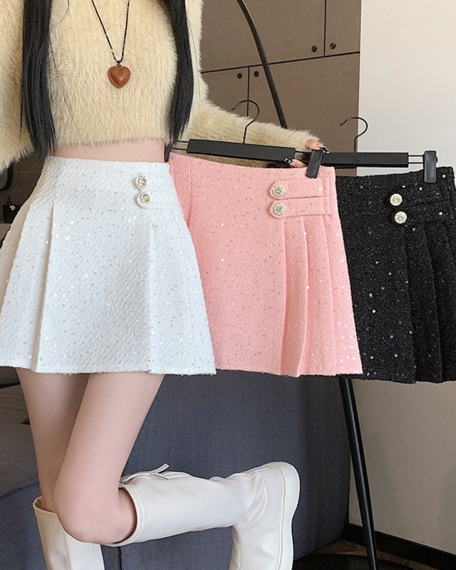 スパンコールハーフプリーツスカート（3 colors）　24W11058