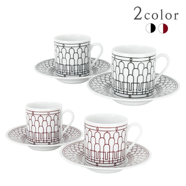 New HERMES エルメス コーヒーカップ＆ソーサー H デコ P037017P P041017P ブラック ルージュ ポーセリン 食器 小物 新品