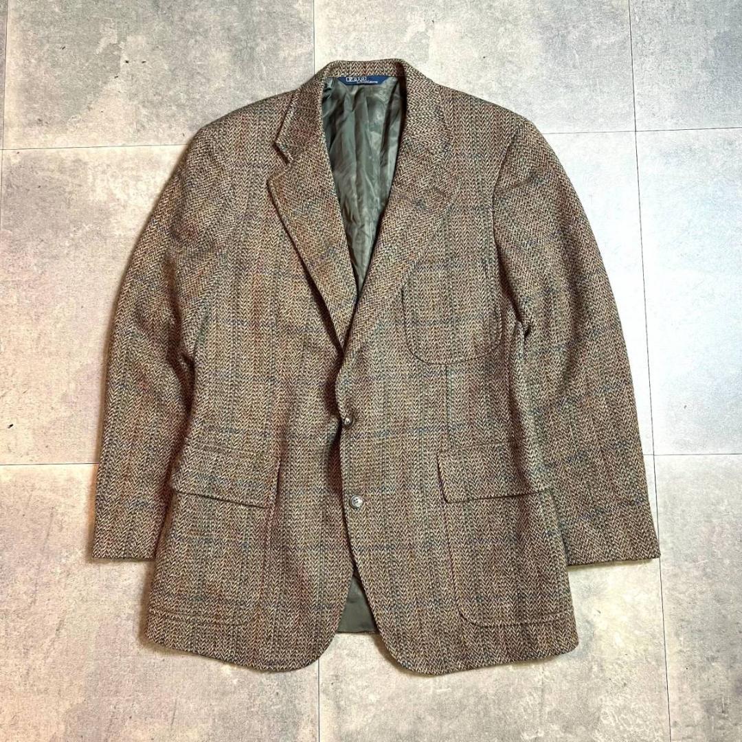 80's～90's Made In USA POLO Ralph Lauren Tweed Blazer In Brown