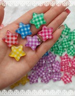お得✨[30個]チェック柄グリッター⭐スター／６色:22mm×21mm