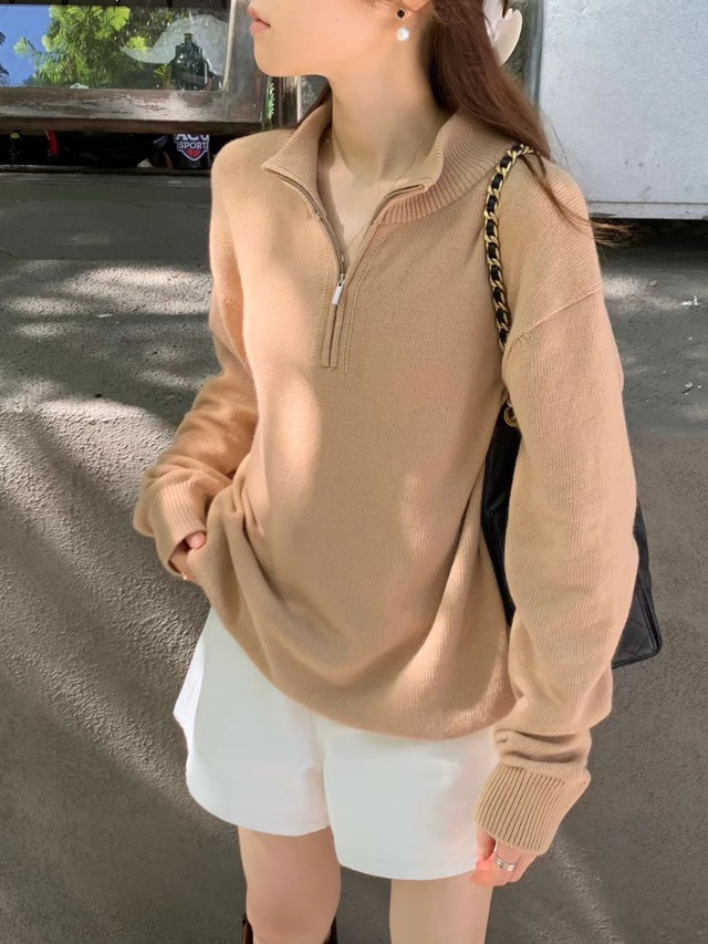 (OUNCE) cash half neck zipup  knit / 3color