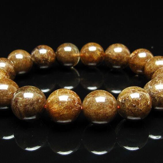ルチルクォーツ ブレスレット 13mm ブロンズルチル ブレス 一点物 111-50814