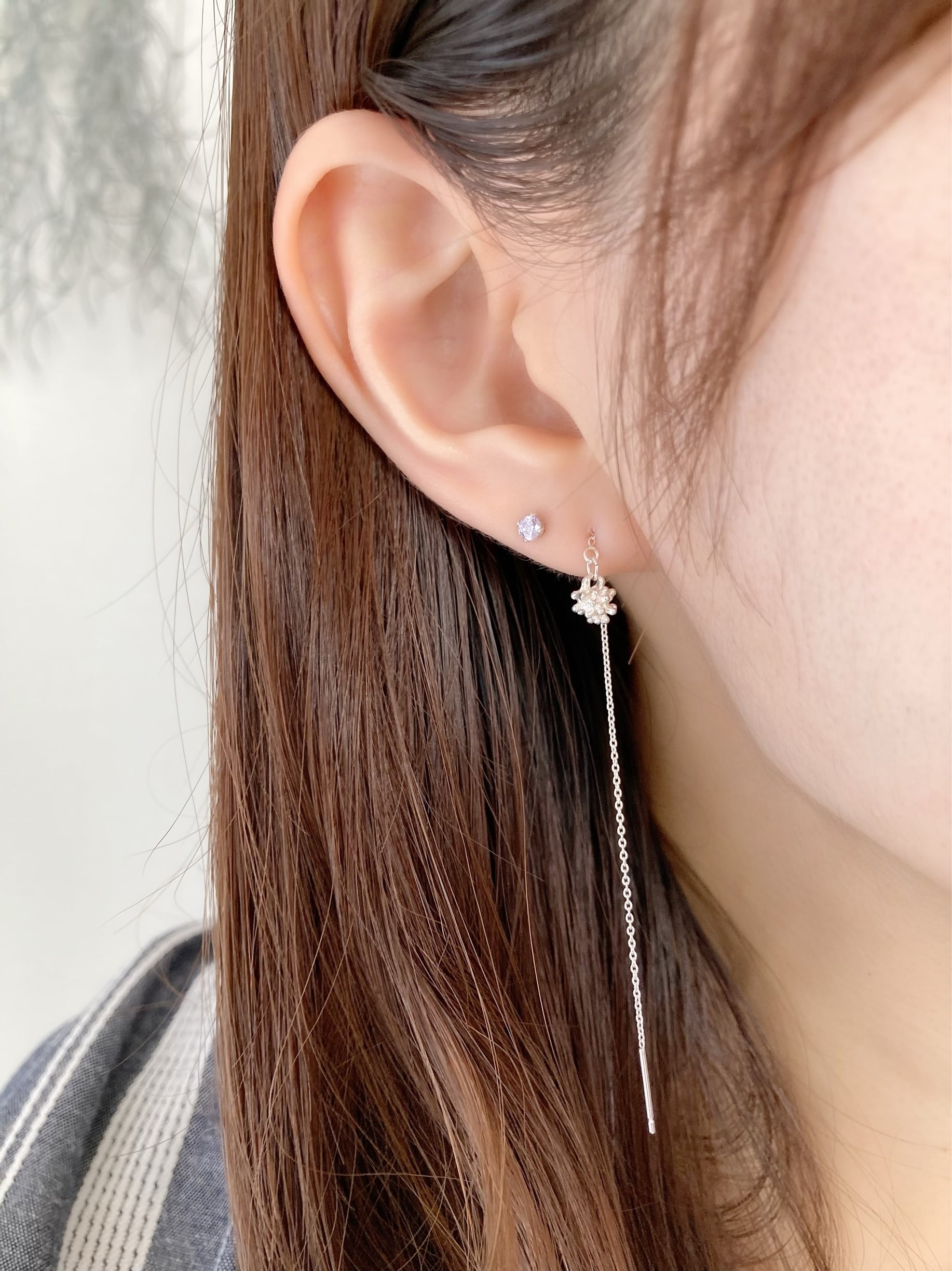 ちびニョロロチェーンピアス | sizleシズル--micro forest jewelry--