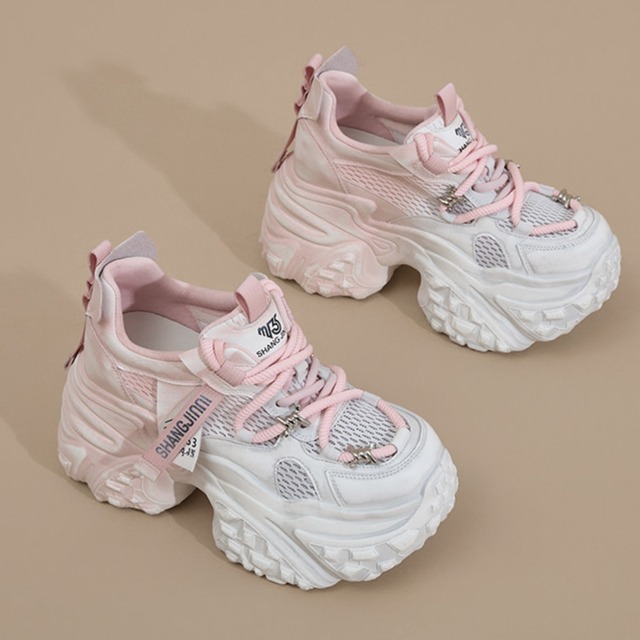 platform rubber sole lace-up sneakers m0205