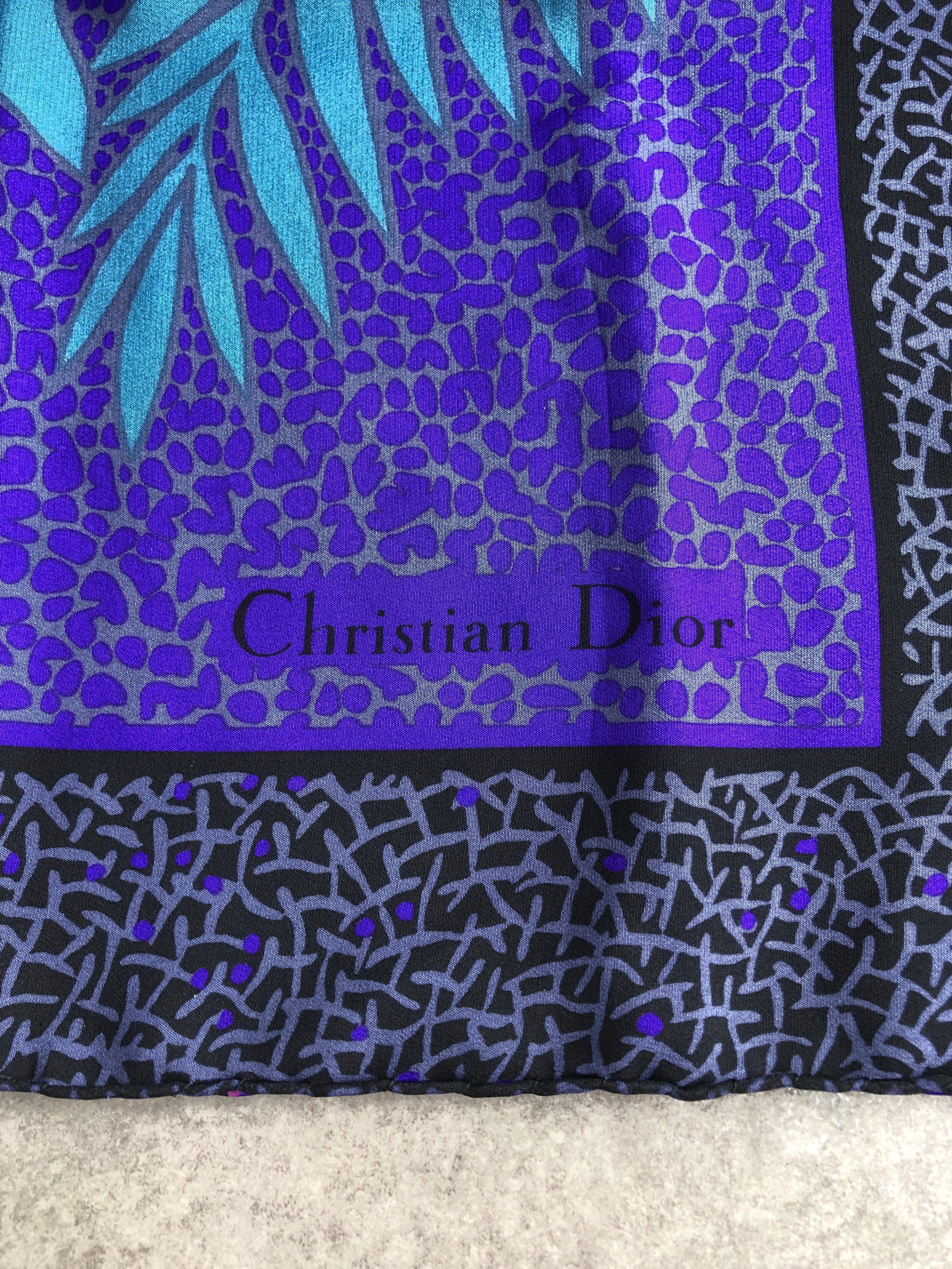 Christian Dior クリスチャン ディオール スカーフ パープル シルク 豹