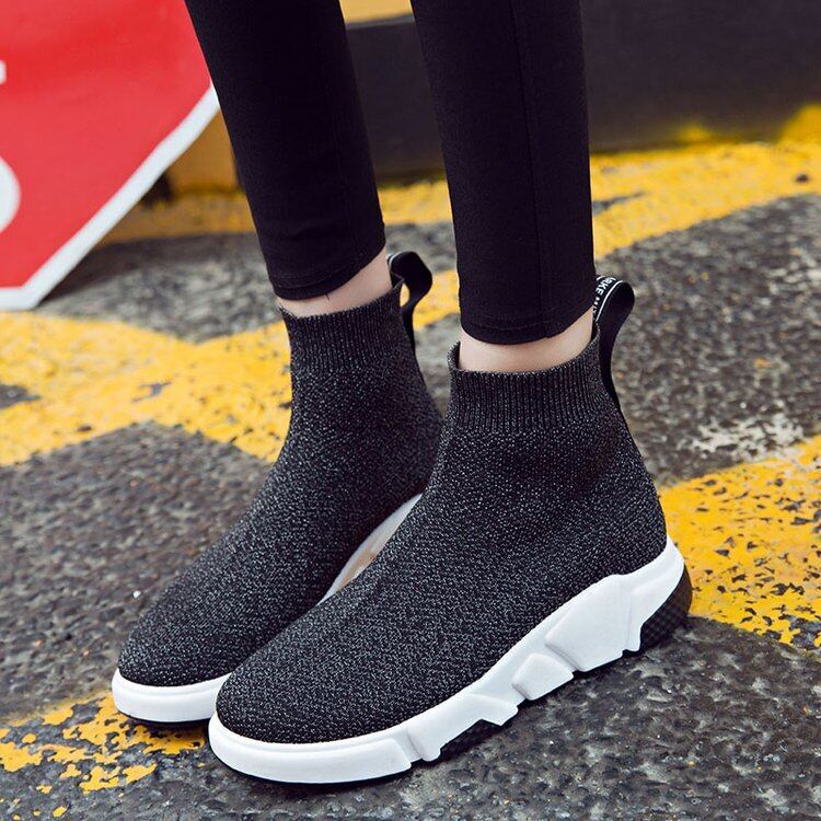 【新作】【送料無料】 eign Trade 2019春の新しい弾性靴下靴女性バージョンinsスーパーファイアオールマッチフライ織り通気性スニーカー-アリババ シューズ エラスティック 伸縮 スプリング 春物 タイツ ストッキング ソックス 10b61414781499