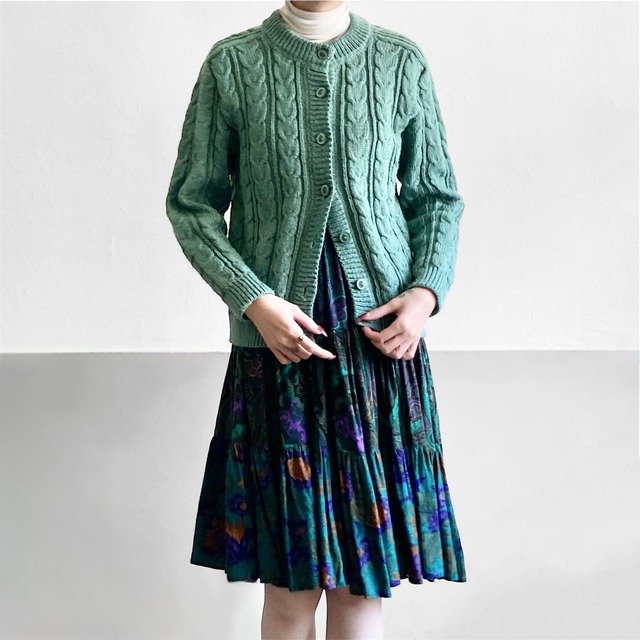 Mint Green Cable Knit Cardigan