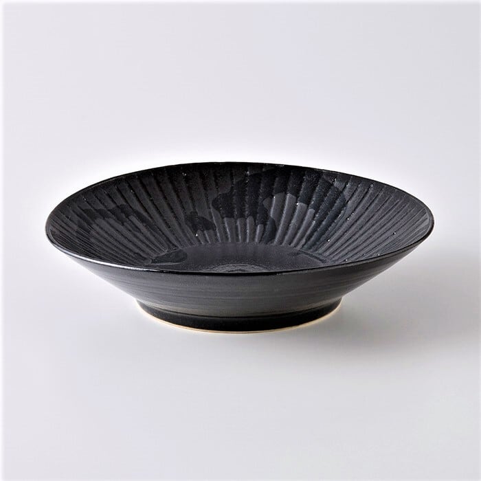 こくようせき】黒曜石鎬彫 18cm鎬彫プレート皿 | 乃利陶窯オンライン