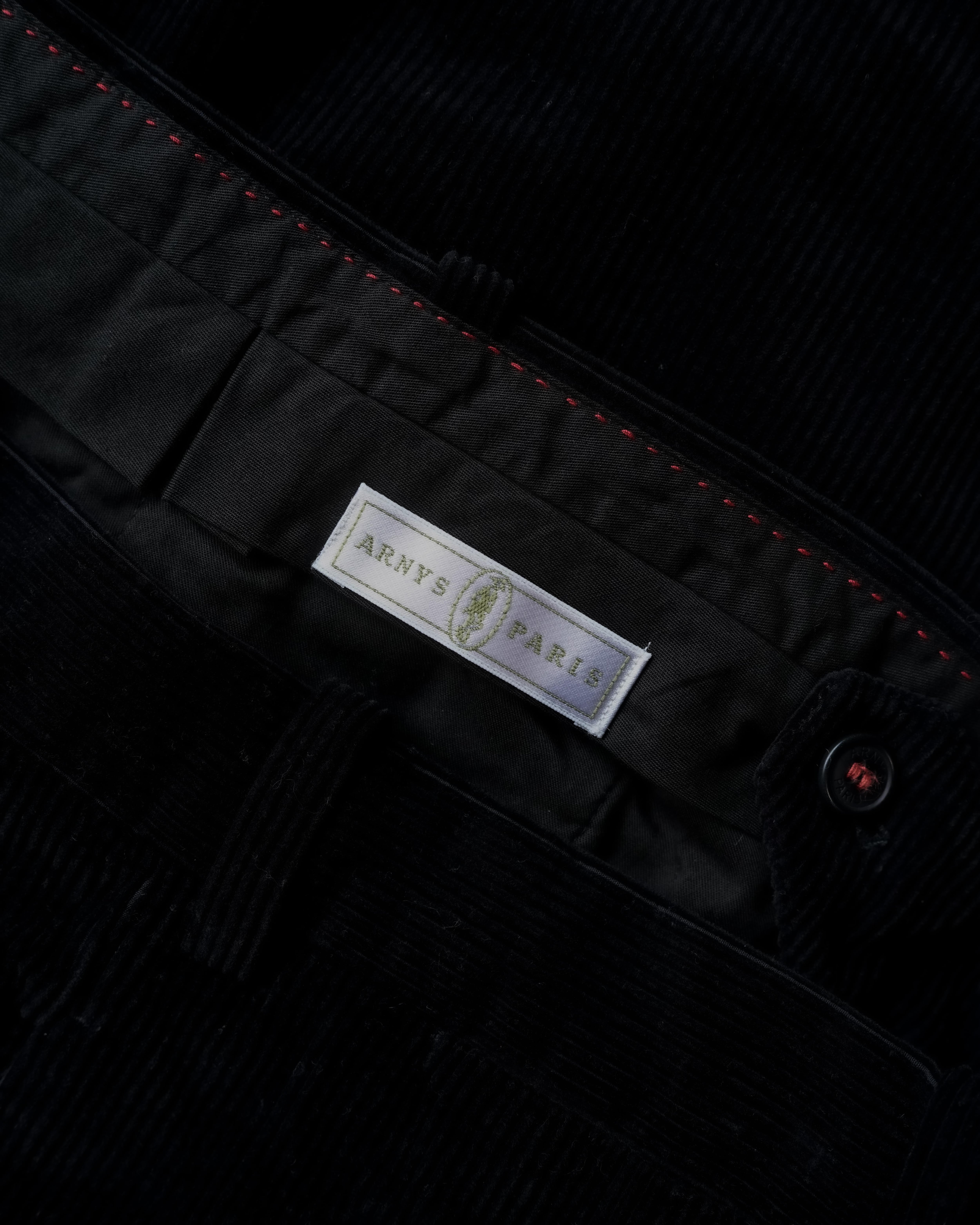 90's “ARNYS PARIS” Cotton-Cashmere Black Corduroy Trousers Made in