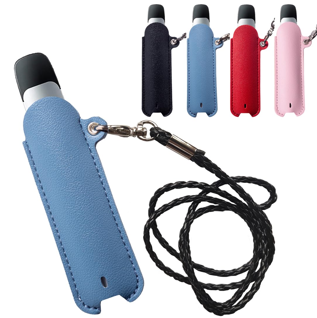 【努力特価】PUレザー製 電子たばこ用ケース DR.VAPE Model2に適合する(耐衝撃 コンパクト ネックストラップ付き ブルー)