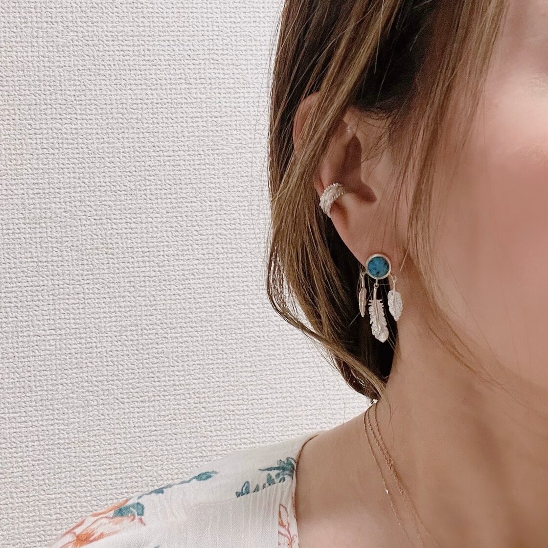 ターコイズフェザーピアス・イヤリング | Pay ID