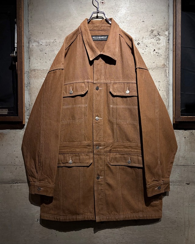 【Caka】“PELLE PELLE” Emblem Patch Vintage Oversized Denim Jacket