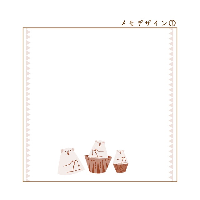 【木の香オリジナル】メモ帳　シロクマ・マトリョーシカ