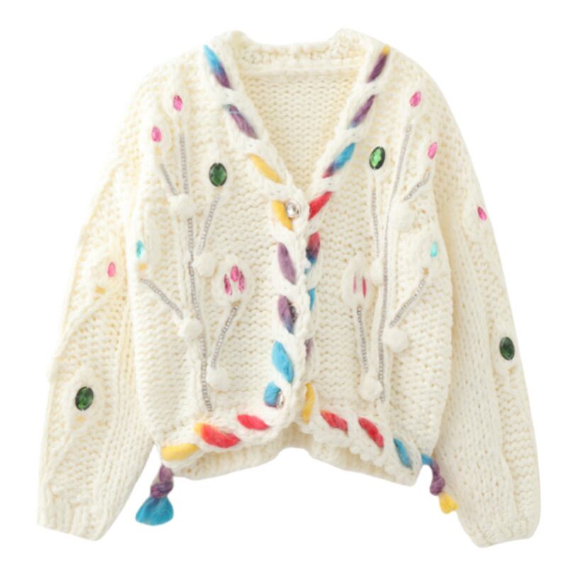 Rainbow Trim Bijoux Cardigan S0160