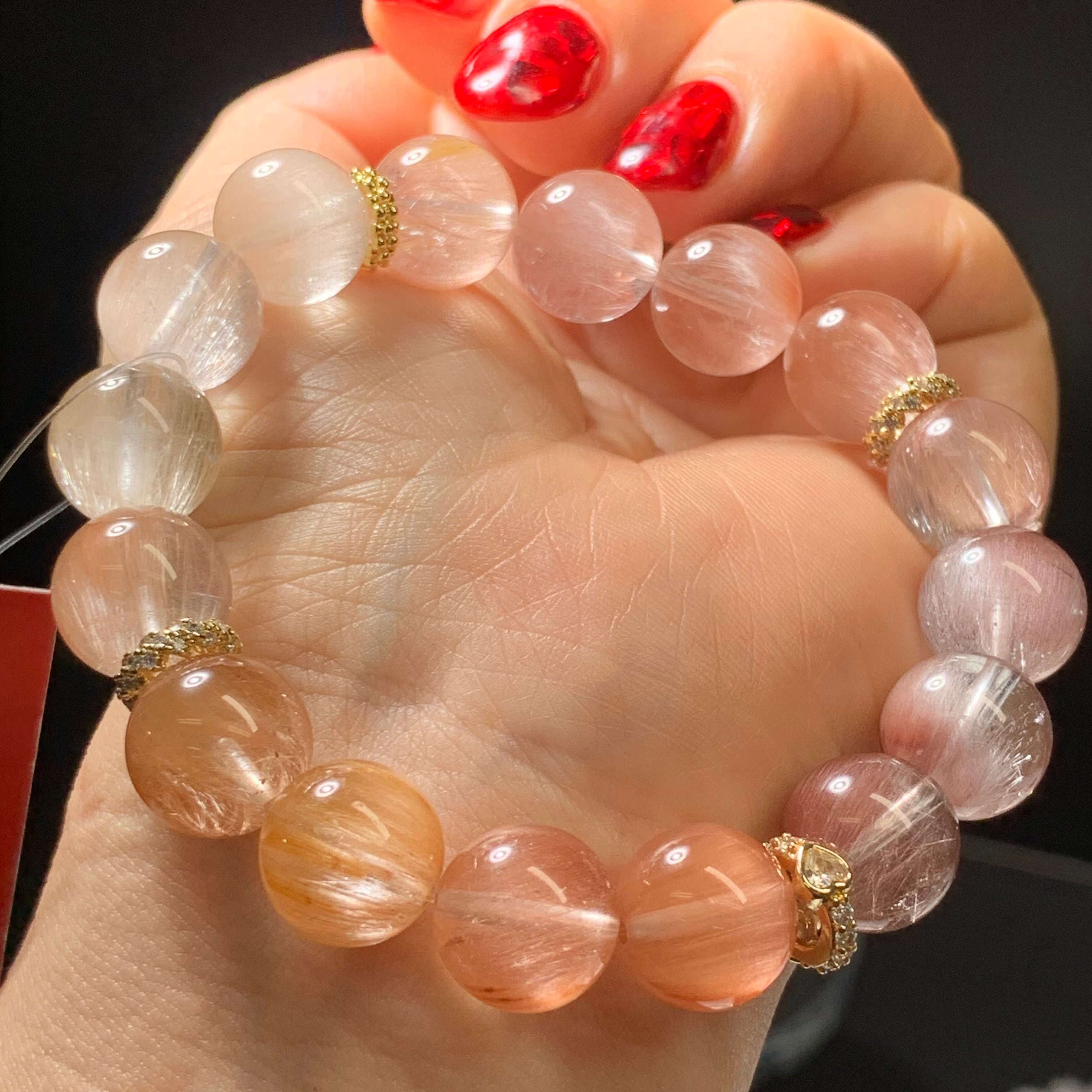 アクセサリー ピンクストーンミックスブレス❣️内径16 アクセサリー ピンクストーンミックスブレス❣️内径16