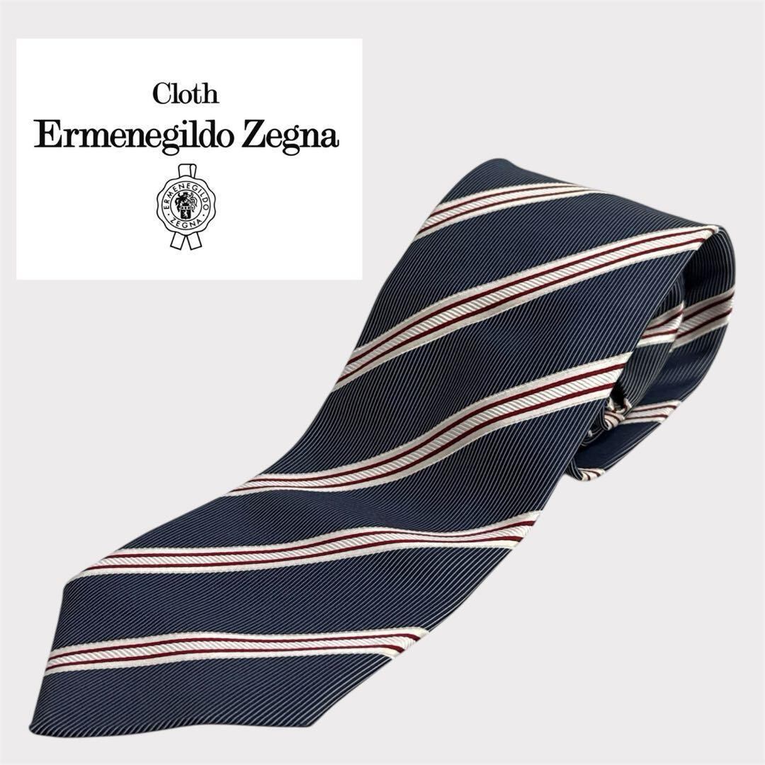 未使用 ゼニア ZEGNA ネクタイ ストライプ ネイビー バーガンディ Ermenegildo Zegna ストライプ ネクタイ | KAGO Aluk online shop